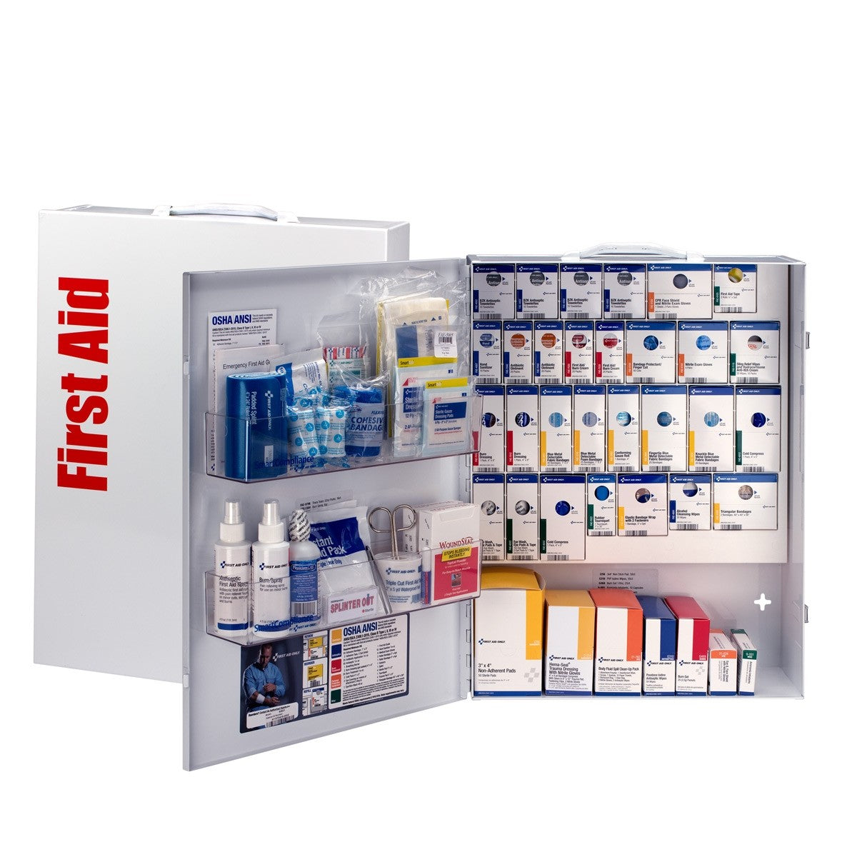 First Aid Only 150 Person XL Metal Smart Compliance Food Service First Aid Cabinet without Medications