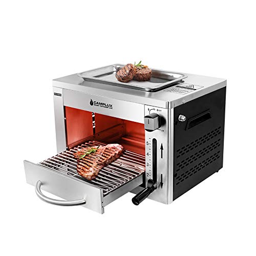 Camplux Propane Infrared Steak Grill,1600℉ Fast Efficient Heating Outdoor Portable Gas Grill with Vertical Cooking,Stainless Steel Single Burner Propane Gas Grill,Perfect for Steak,Ribeyes,Picnic,BBQ