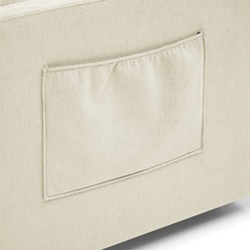 kupet Convertible Sleeper Sofa Loveseats Pull-Out Beds Adjustable Back and Two Arm Pocket, Beige