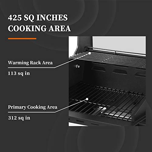 RMYHOME BBQ Liquid Propane Gas Grill Stainless Steel 16,000 BTU Patio Garden Barbecue Grill with Built in Thermometer, Removable Wheels (Two Burners)