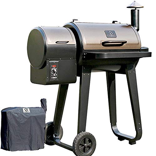 ZGRILLS Pellet Grill and Smoker ,450 Square Inches Grilling Area with Digital Auto Temperature Control 6 in 1 Outdoor Wood Pellet BBQ Grills Include Weather-resistant Cover ,Black