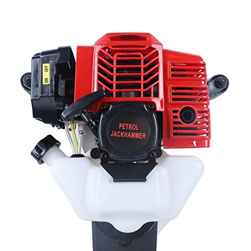 DNYSYSJ 52CC Heavy Duty Concrete Breaker Multifunctional Gasoline Lifting Hammer 2-Stroke Gas Demolition Jack with Funnel Mixing Pot Handle and Fuel Tank Perspective Hole 1500BPM 6500r/Min