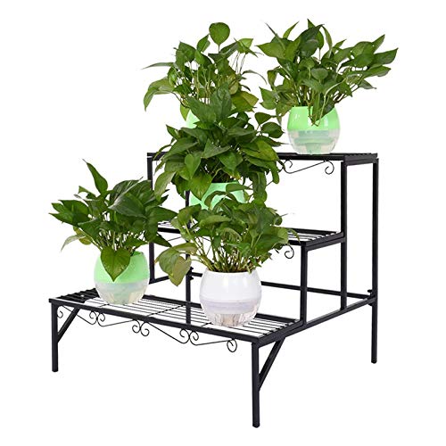 [US Stock] Bamboo/Metal Plant Stand, Multi-Tier Wood Plant Stand Planter Rack Flower Pots Holder Display,for Yard Garden Patio Balcony ,Flower Pots Holder, Plant Display Rack, Stand Shelf (C- 3 Tier)