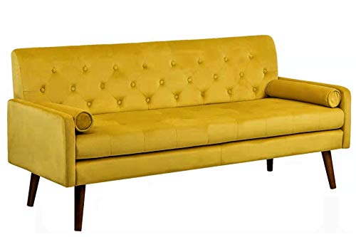 Container Furniture Direct Isaac Modern Contemporary Velvet Upholstered Living Room Tufted Sofa with 2 Pillows, 68.5