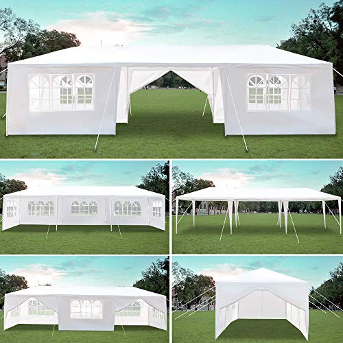 YUN JIN Outdoor Canopy PartyTent,10'x30' Waterproof Heavy Duty Gazebos,Sunshades Shelter Commercial Tent for Wedding,Events with 8 Removable Sidewalls Thicken Steel Tube(8 Sides)