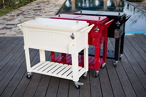 Permasteel PS-203F1-CREAM 80 Quart Patio Cooler with Insulated Basin, Stainless Steel