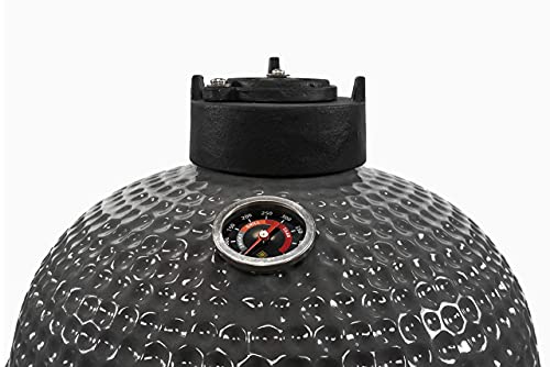 VESSILS Kamado Charcoal BBQ Grill – Heavy Duty Ceramic Barbecue Smoker and Roaster with Built-in Thermometer and Stainless Steel Grate