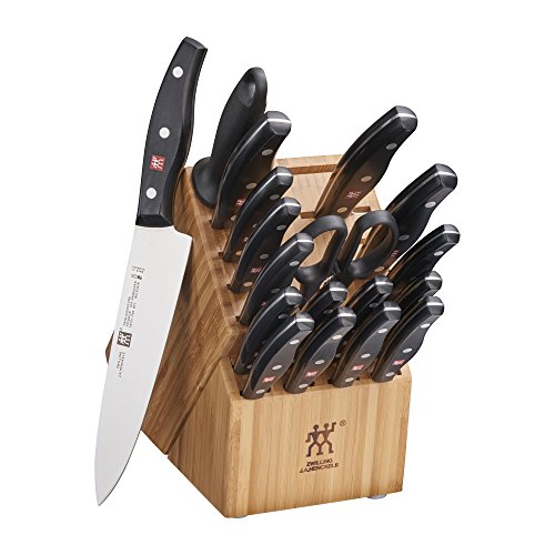 ZWILLING Twin Signature 19-pc Kitchen Knife Set with Block, Chef Knife, Professional Chef Knife Set, German Knife Set Light Brown