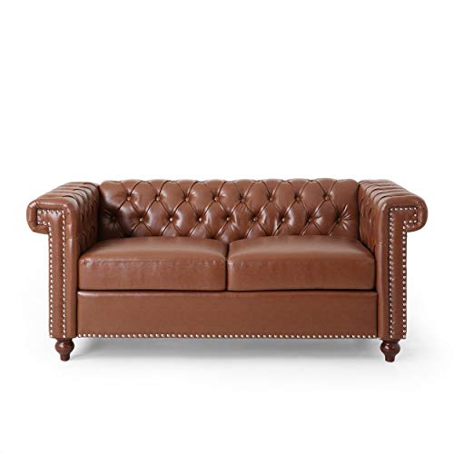 Christopher Knight Home Brinkhaven Love Seats, Cognac Brown + Espresso