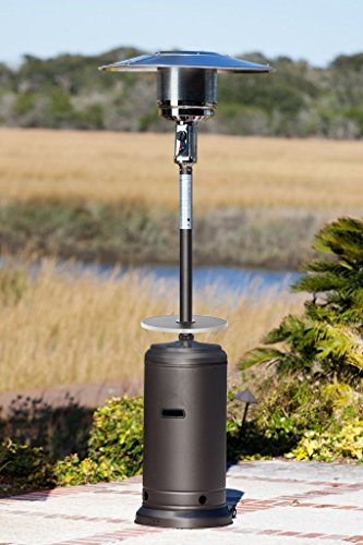 Golden Flame 46,000 BTU [XL-Series] Mocha (Matte Finish) Patio Heater with Drink Table & Wheels (Propane)