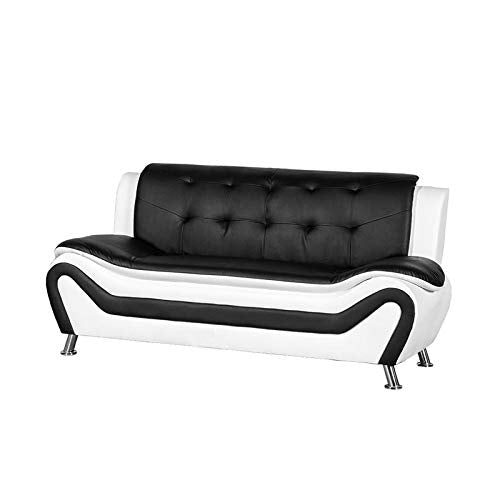 Kingway Furniture Gilan Faux Leather Living Room Sofa - Black/White