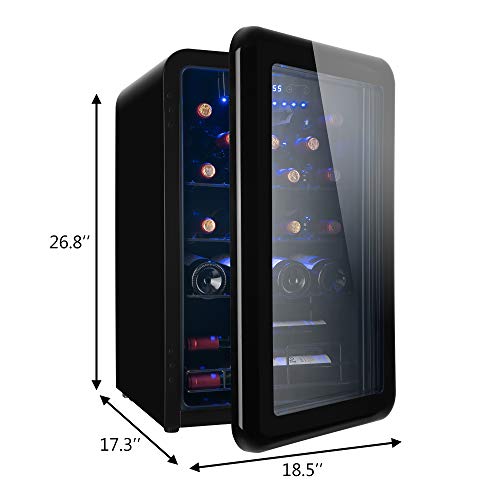 Wine Fridge for 24 Bottles Small Wine Refrigerator with Glass Door and Concealed Handle Freestanding Mini Wine Chiller for Home, Office, Kitchen and Bar