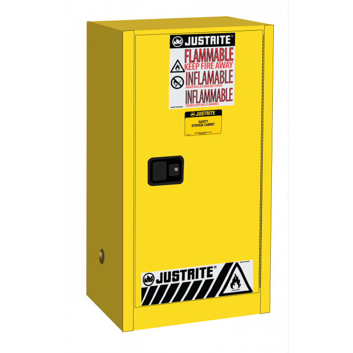 Justrite Sure-Grip® EX Combustibles Safety Cabinet For Paint And Ink, 20 Gallon, 1 Self-Close Door