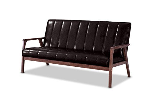 Baxton Studio BBT8011A2-Brown Sofas, 29.45LX63.38WX31.59H, Dark Brown