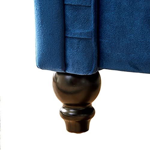 80Inch Width Transitional Sofa Velvet Upholstered Button Tufted Chesterfield 80