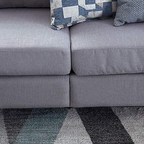 Top Space 2-Seat Living Room Furniture Two-Piece Sofa Home Arm Chair Single Sofa Modern Fabric Accent Chair Set (Light Grey)