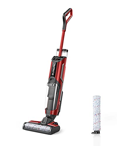 Wet Dry Vacuum Cleaner, RUNVAC Cordless All in One Wet Dry Vacuum Cleaner and Mop & Self-Cleaning, Lightweight Floor Cleaner Machine with 4900mAh Battery for 60min, Upright Vacuum for Multi-Surface