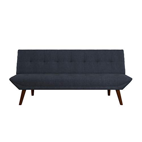 DHP Adley Small Space Modern Convertible Sofa Bed Linen Futon, Navy Blue