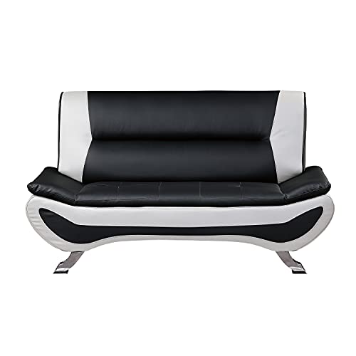 Lexicon Arques Two Tone Faux Leather Living Room Love Seat, 63.5