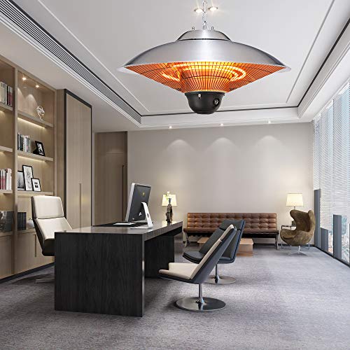 MTPLUM Electric Patio Heater, 1500W Portable Outdoor Heat Lamp Umbrella Heater Adjustable Telescopic Rod, Waterproof IP44 Patio Heater for Outdoor Courtyard, Bars, Garage, Villa Courtyards