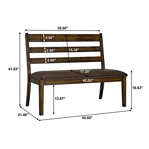 Home Fare Wood Mid-Cenutry Slat Back Settee in Brown