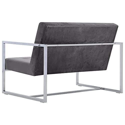 iFCOW 2 Seater Sofa with Armrests Dark Gray Chrome and Velvet 44.9 inch x 30.7 inch x 31.9 inch Futon with Modern Metal Frame Sectional Sofa Living Room