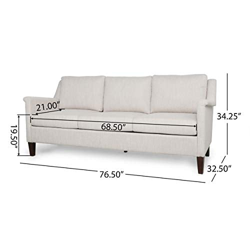 Christopher Knight Home Dupont 3 Seater Sofa, Beige + Espresso