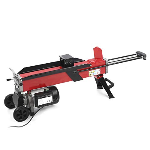 Ejoyous Electric Log Splitter, 7-Ton Hydraulic Horizontal Wood Cutter Portable Manual Log Splitter with Mobile Wheels for Outdoor Wood Cutting, 2200W Motor(red)