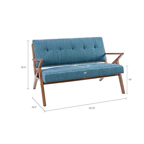 Ink+Ivy Rocket Accent Loveseat - Solid Wood, All Foam Two Deep Seat Settee Mid-Century Short Sofa - Retro Accent Loveseat For Living Room