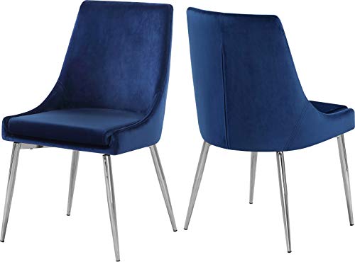 Meridian Furniture Karina Collection Modern | Contemporary Velvet Upholstered Dining Chair with Sturdy Metal Legs, Set of 2, 19.5