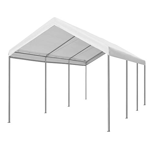 Outsunny 20' L x 10' W Heavy Duty Outdoor Carport Awning/Canopy with Weather-Fighting Material & Anchor Kit, White