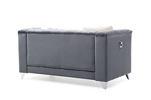 L-Shape Sofa 3 Piece Living Room Sofa Set 3-Seater Couch Loveseat and Single Chair Velvet Fabric Gray