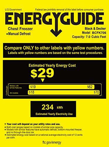 LACK+DECKER 7.0 Cu. Ft. Chest Freezer, Holds up to 245 Lbs. of Frozen Food with Organizer Basket, BCFK706