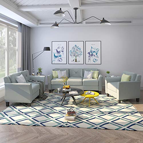 Harper & Bright Designs Living Room 3 Piece Sofa Couch Set,3 Seats Loveseat Single Chair Sectional Sofa Set,Grey