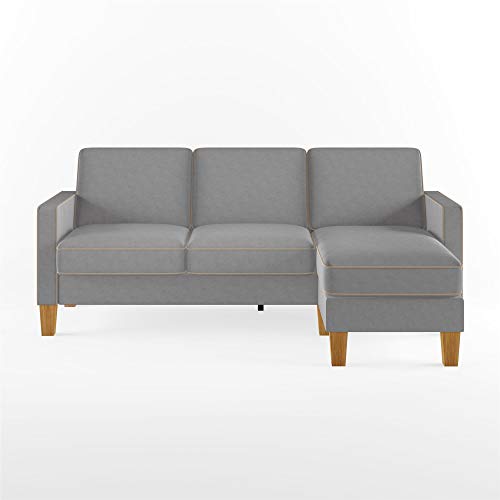 Novogratz DA036SEC Bowen Sectional Sofa with Contrast Welting, Gray