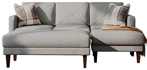 Belffin Convertible Sectional Sofa Couch with Ottoman Reversible L Shaped Sofa Couch Set in Fabric Grey