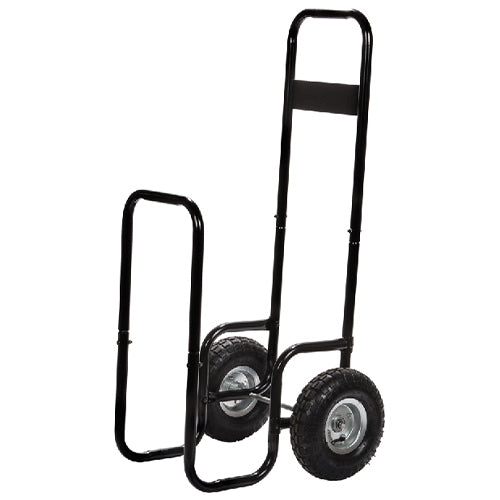 Dagan Black Steel Log Cart with Large Rubber Wheels