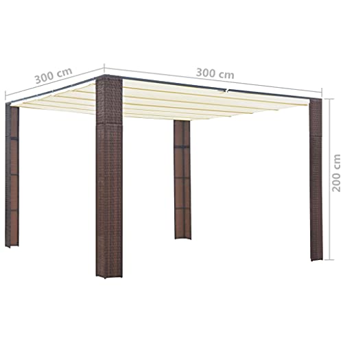 Garden Pavilion with Sliding Roof Outdoor Gazebo Partytent Powder-Coated Steel Frame Gazebo Sunshade Awning Water-Resistant and UV Grill Gazebo 118.1