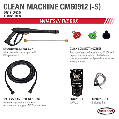 SIMPSON Cleaning CM60912 Clean Machine Gas Pressure Washer Powered by Simpson, 2400 PSI at 2.0 GPM, Black