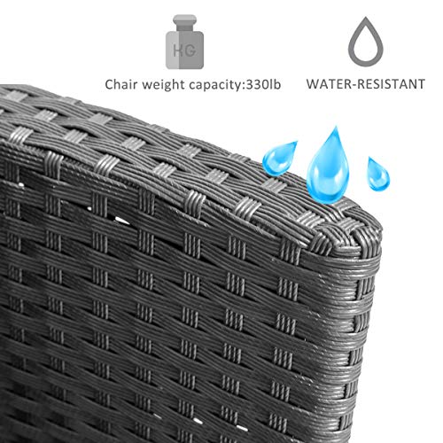 Harper & Bright Designs 7 Piece Patio Furniture Dining Set Outdoor Garden Black Wicker Rattan Dining Table Chairs Conversation Set with Beige Cushions