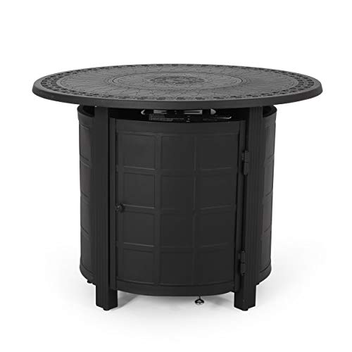 Christopher Knight Home 312971 Richie Outdoor Round Aluminum Fire Pit, Matte Black