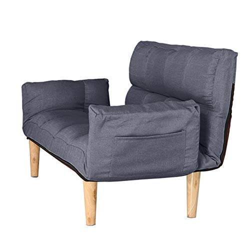 [Delivery Within 2-7 Days] Leisure Lazy Sofa Bed Couch Convertible Chair 4 in 1 Modern Style Wooden Leg Folding Game Recliner, with 2 Pillows and Movable Soft Armrests to Read and Watch TV to Relax