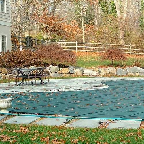 16 x 32 Foot Rectangle Mesh Safety Pool Cover with 4 x 8 Foot Center End Step