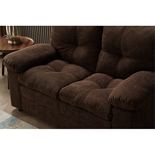 Kingway Furniture Plaencia Linen Living Room Loveseat in Brown