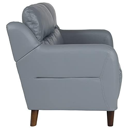 Flash Furniture Newton Hill Upholstered Bustle Back Loveseat in Gray LeatherSoft