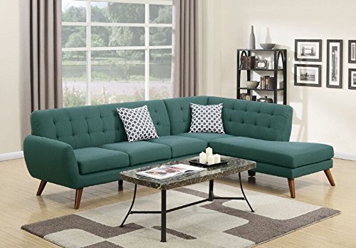 Poundex Bobkona Belinda Linen-Like Polyfabric SECTIONAL in Laguna