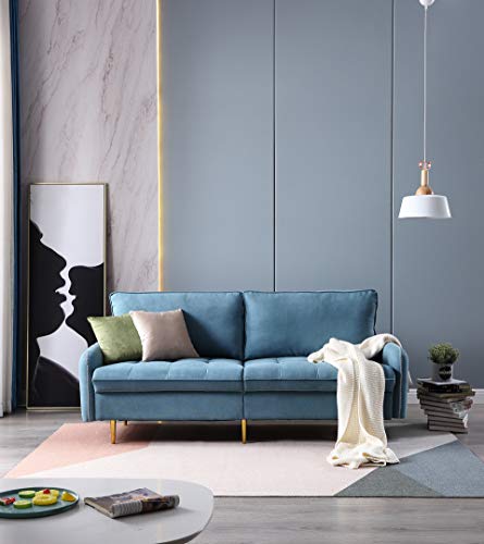 Light Blue Linen Fabric Sofa Couch, 68.5