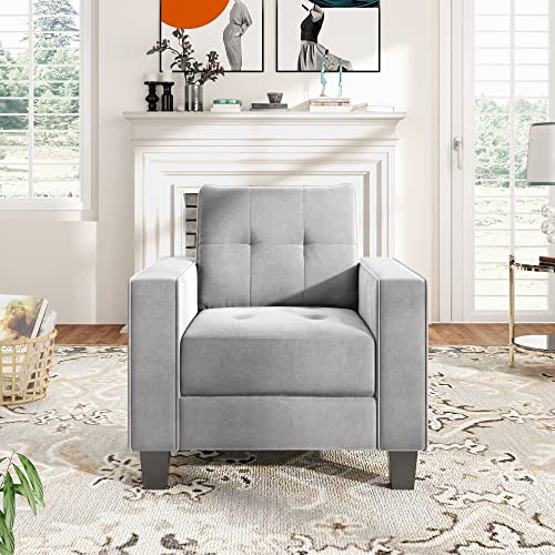 Light Grey Comfortable Armchair Modern Sofa Couch for Home Living Room Furniture Set (1 Seat)