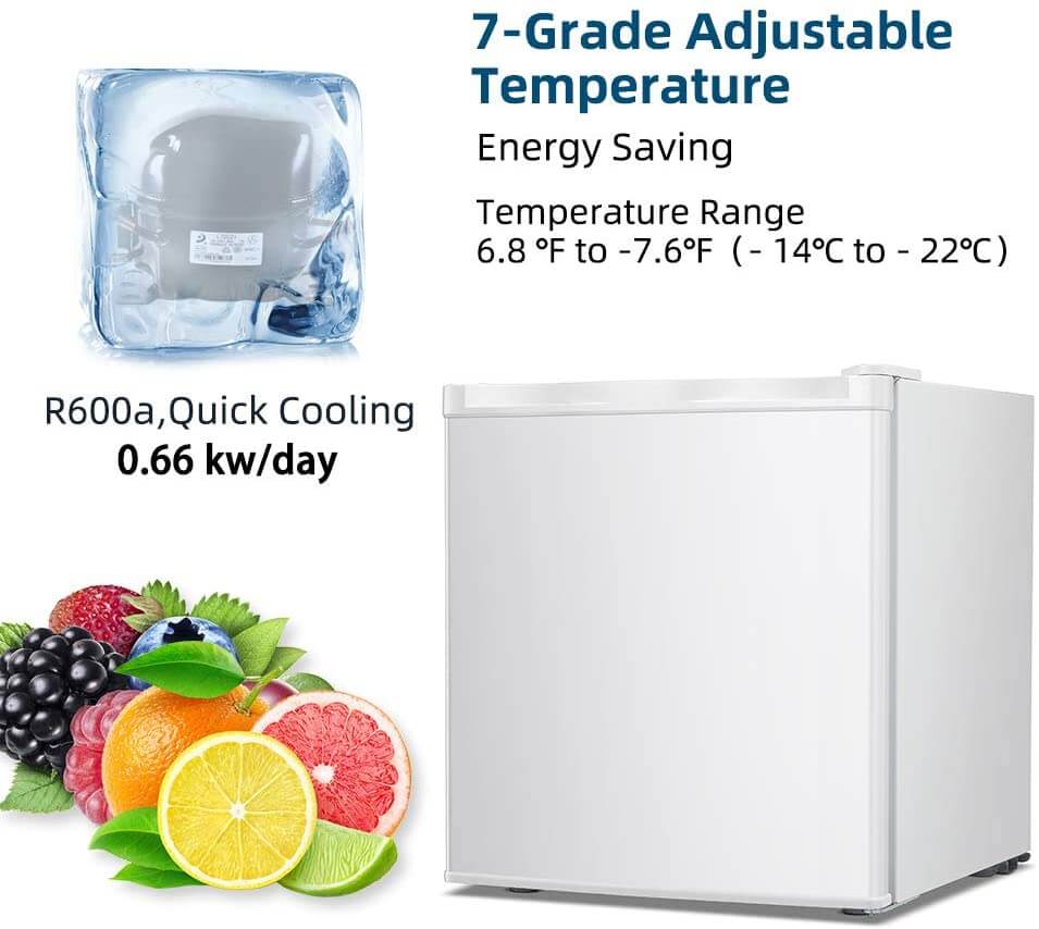 RW Flame D40W Compact Upright 1.1 Cubic Feet Chest Freezer White New