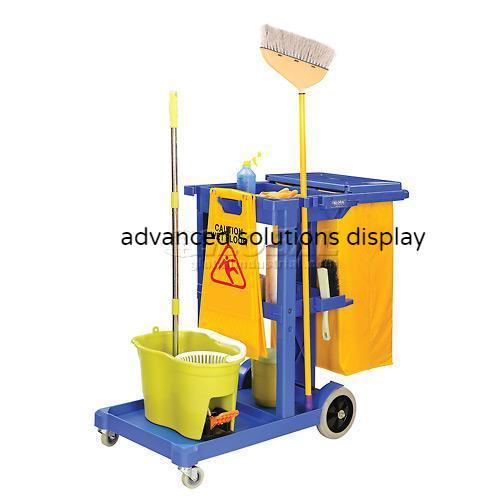 Janitor Cart Blue with 25 Gallon Vinyl Bag